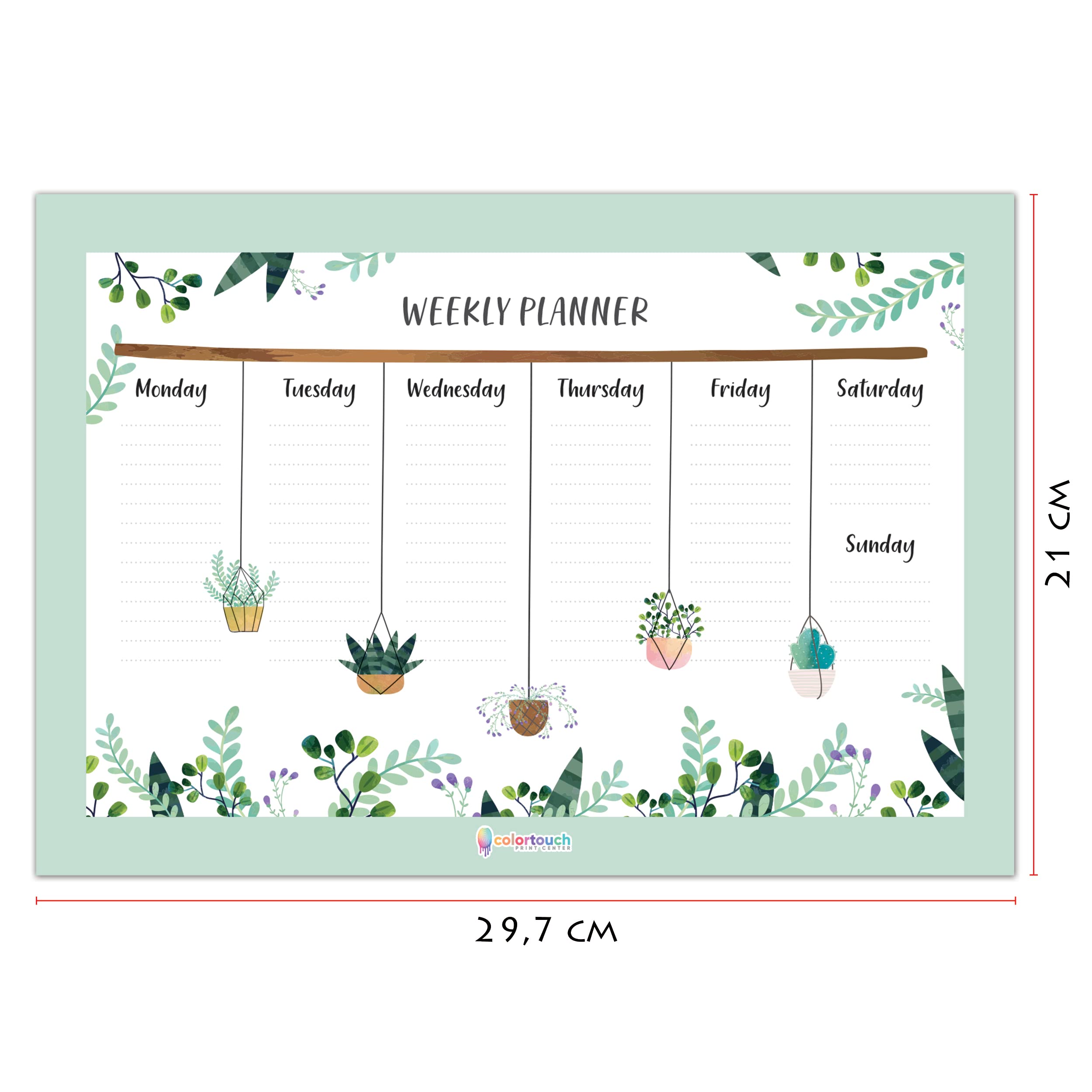 colortouch Haftalık, Günlük Planlayıcı Set - 50 Sayfa Tarihsiz Masaüstü Planner - Gençler, Kızlar, Yetişkinler için To Do List - 3 Parça - Green Serisi