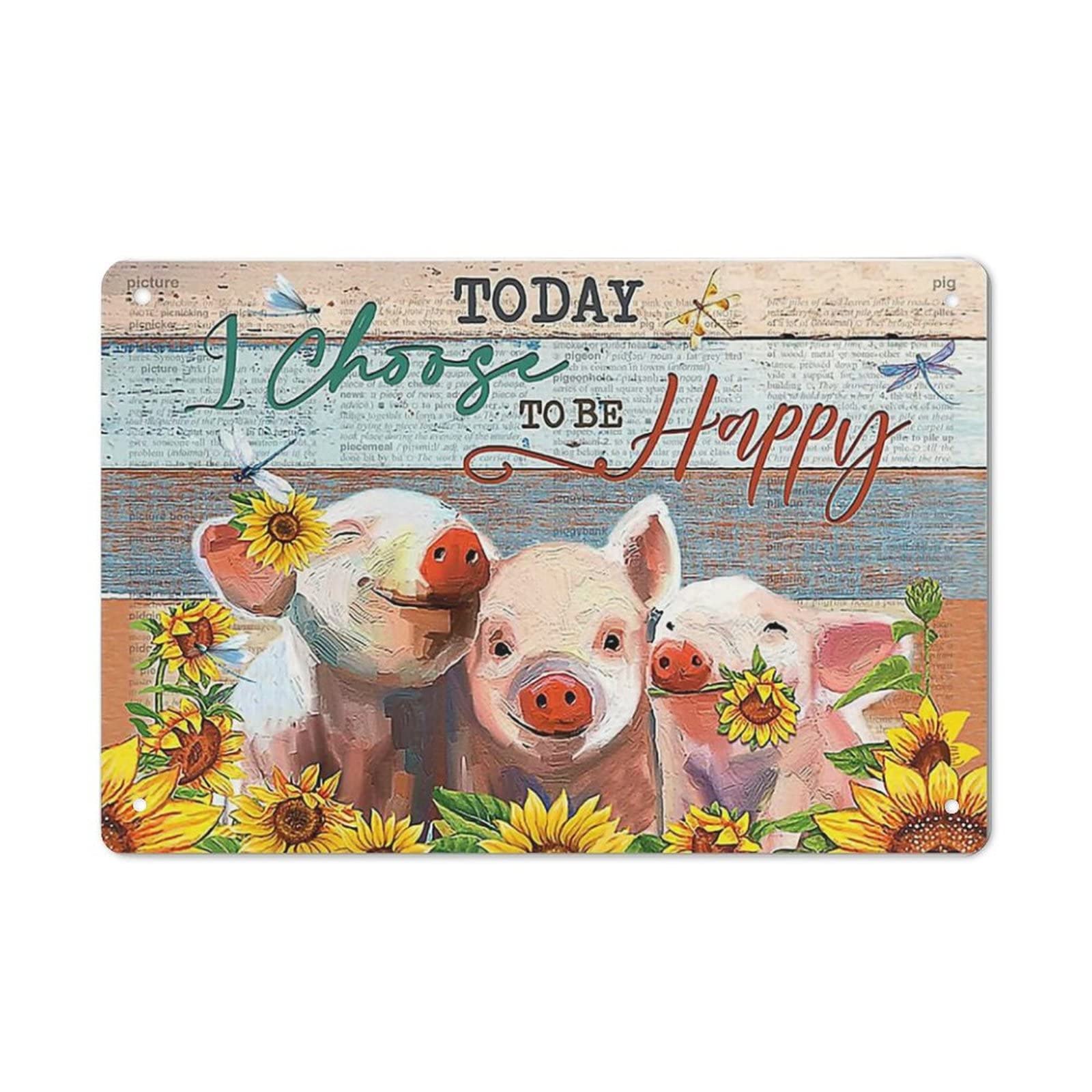 AOOEDM Cute Pig Wall Metal Tin Sign for Home Bar Pub Kitchen Wall Art Deocr Man Cave Vintage Metal Sign Poster Plaque Signs Quotes Sign