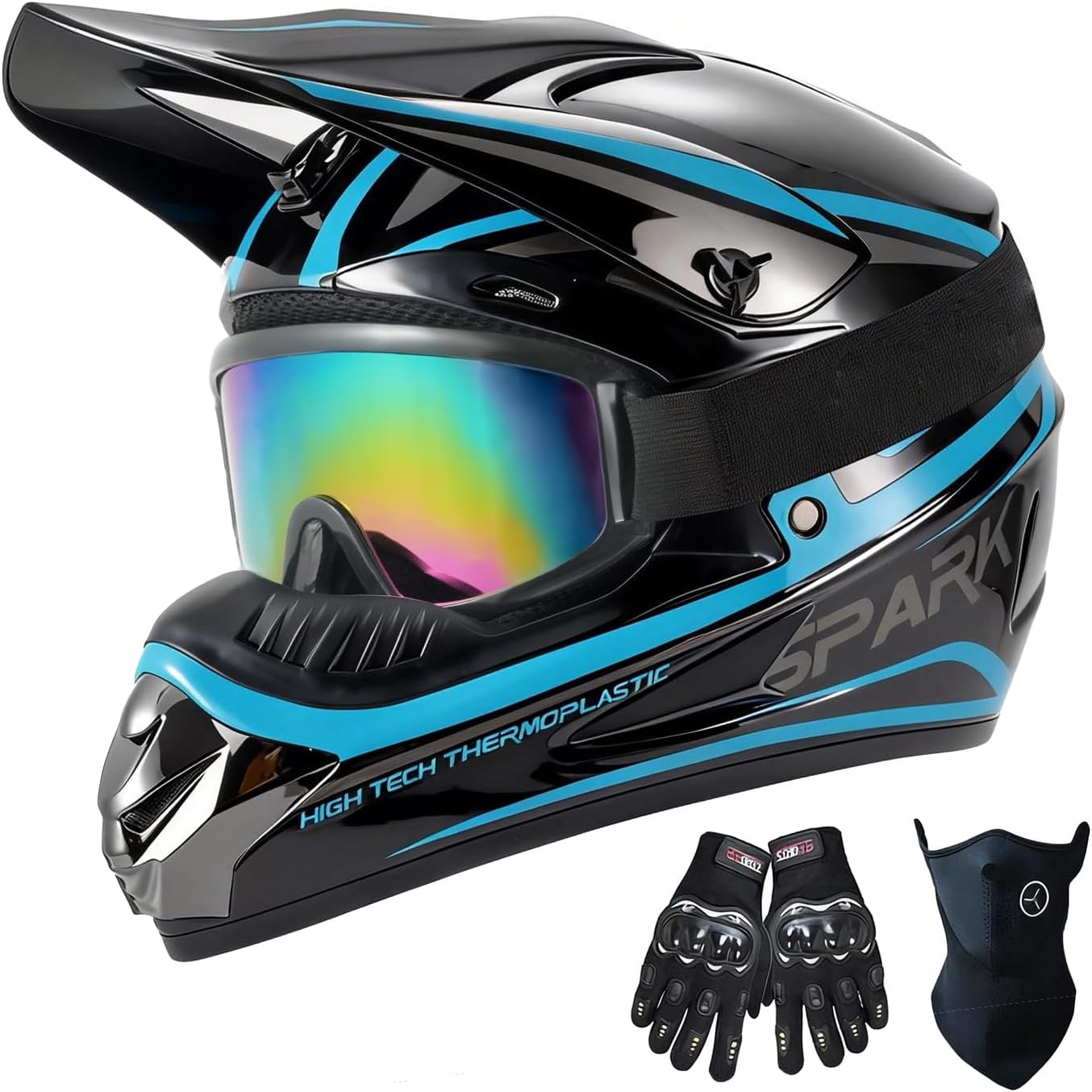 Youth Kids Dirt Bike Helmet Motocross ATV Dirtbike BMX MX Go-Kart 4-Wheeler Quad Offroad Motorcycle Helmet Goggles Gloves Mask DOT Certified