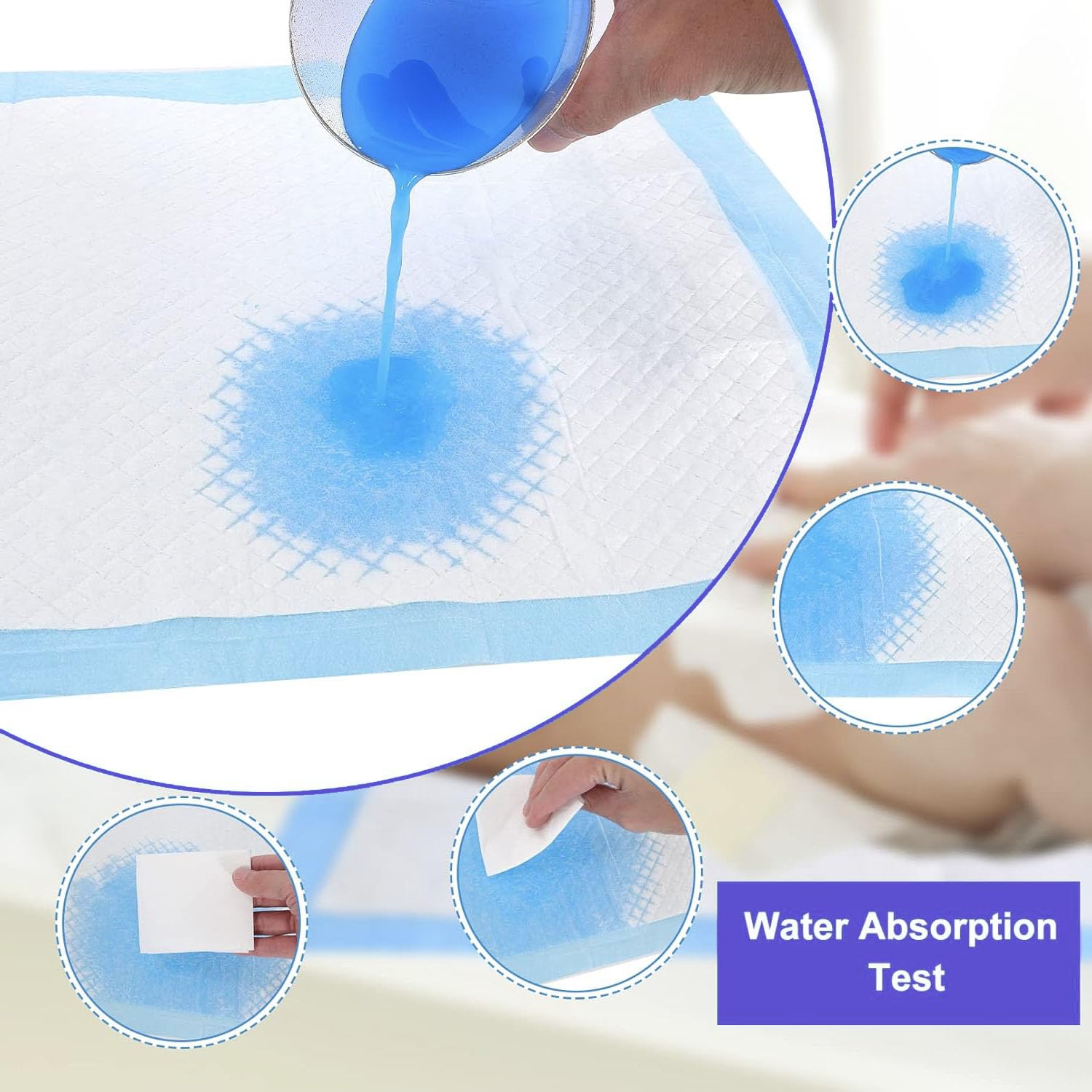 Paquete de 100 cambiadores desechables, pañales grandes a prueba de fugas, almohadilla impermeable para cambiar pañales, transpirable, grande, desechable, ultra absorbente, 17 x 13 pulgadas