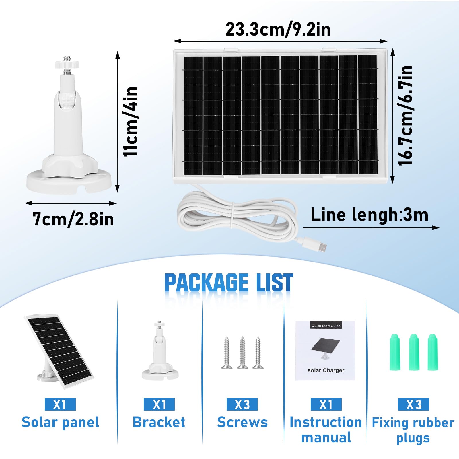 Amazon | セキュリティカメラ用8Wソーラーパネル、5Vソーラー