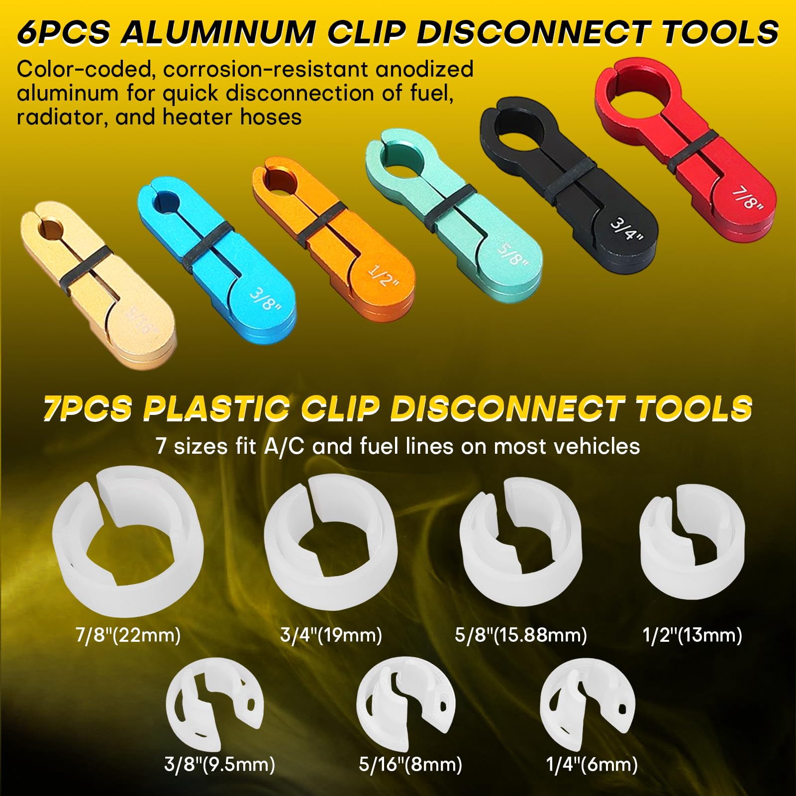 Lot de 26 outils de déconnexion de conduite de carburant | Outil de déconnexion de ligne AC, outil de retrait de conduite de carburant, kit professionnel de retrait de carburant, A/C et ligne