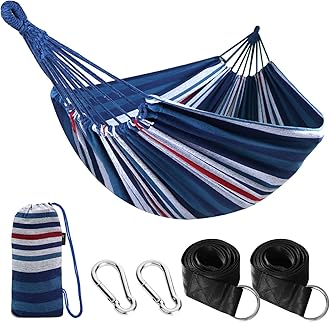 Anyoo Cotton Hammock Comfortable Fabric with Tree-friendly Straps, Durable Portable Hammock with Travel Bag,Perfect for Garden Camping Outdoor/Indoor Patio Balcony Backyard