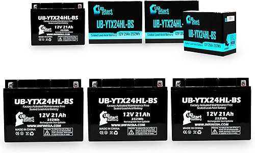 Paquete de 5 baterías de repuesto UB-YTX24HL-BS para moto de nieve Arctic Cat King Cat 900 500 CC 2004 – Activada en fábrica, sin mantenimiento,