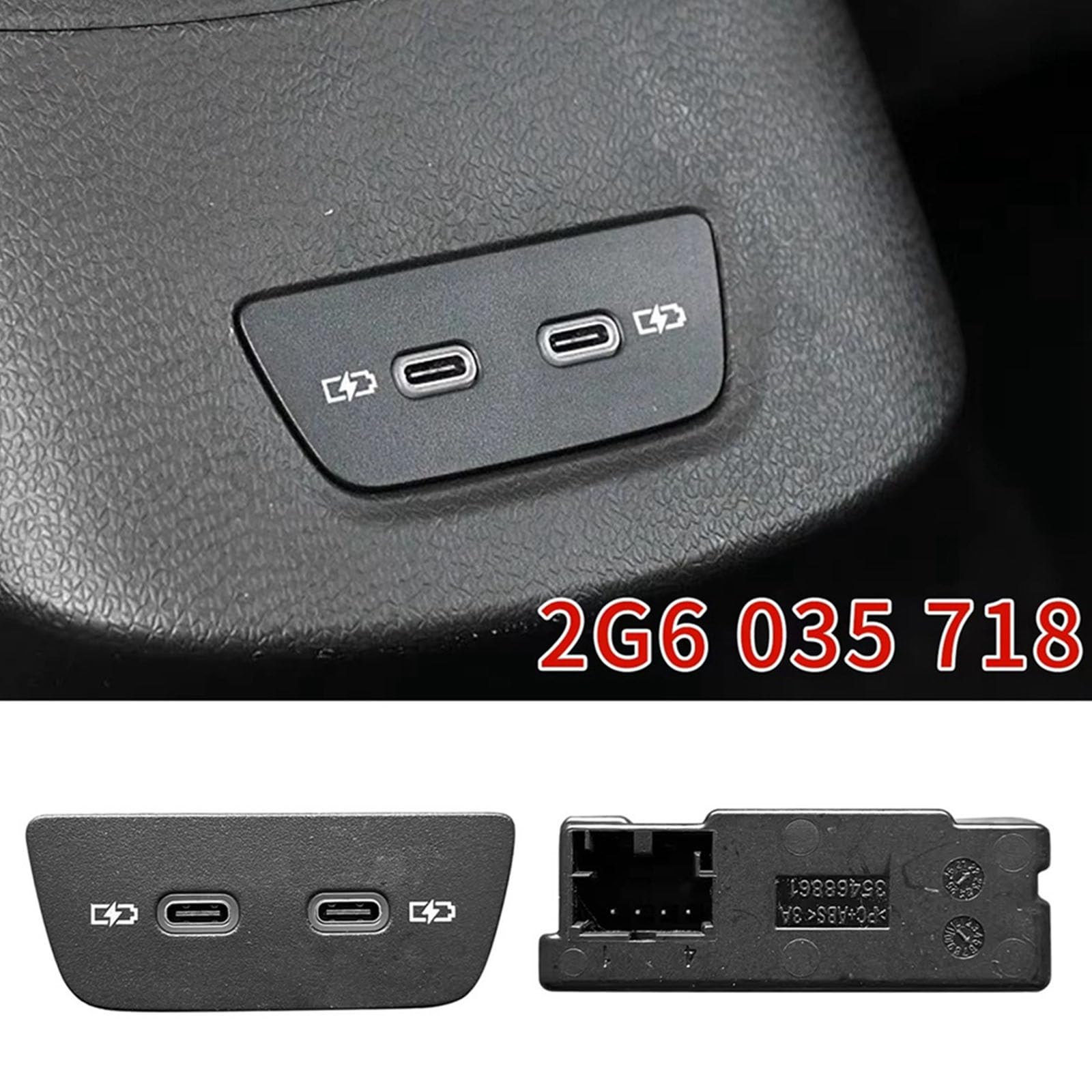 Interfacce di ricarica USB C per MK8 Parte di ricambio 2G6035718 Doppio Tipo Port Accessori Automotive Pannello USB