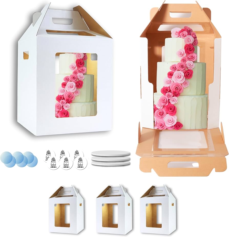 Amazon.com: BOOMBE Tall Cake Box Set - 6 Pack 12x12x14 With Cake