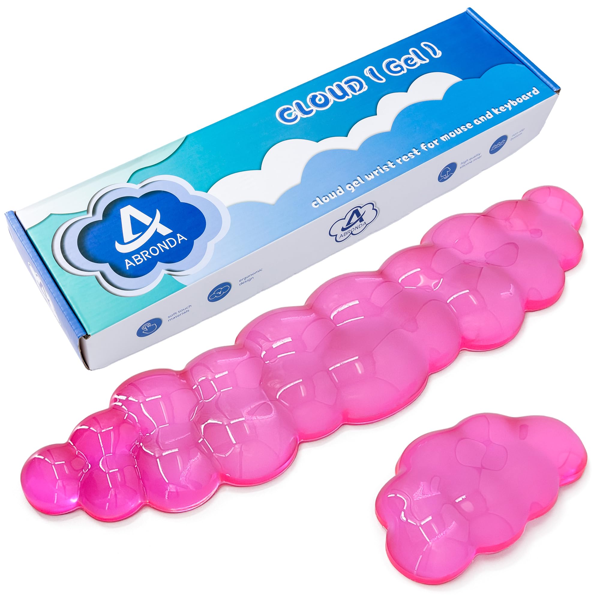 ABRONDA Gel Cloud Keyboard & Mouse Wrist Rest Set - Cloud Keyboard Wrist Rest Pad & Mouse Support for Office Gaming Pad Computer Laptop Ergonomic