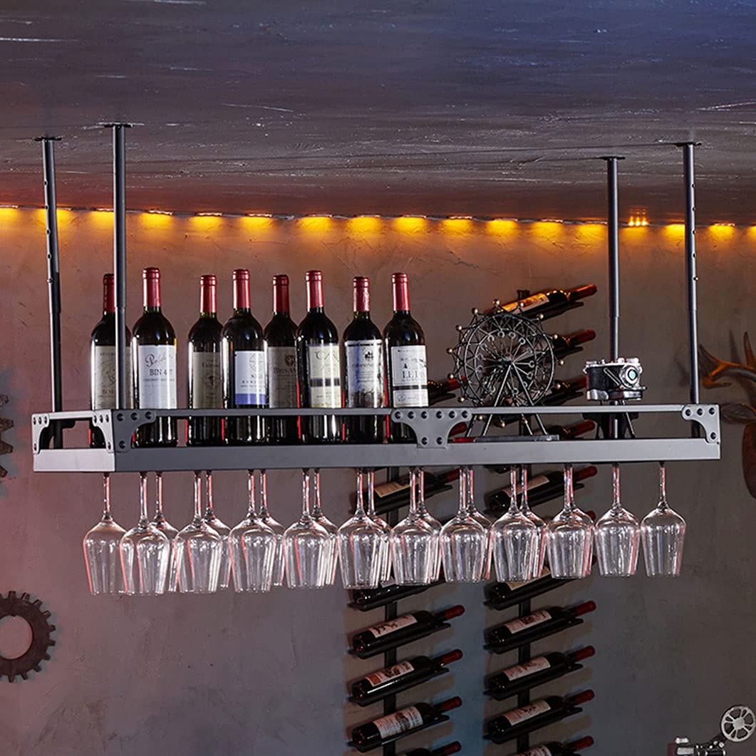 Casier à vin suspendu en acier inoxydable 80x35x30cm pour bar et verres