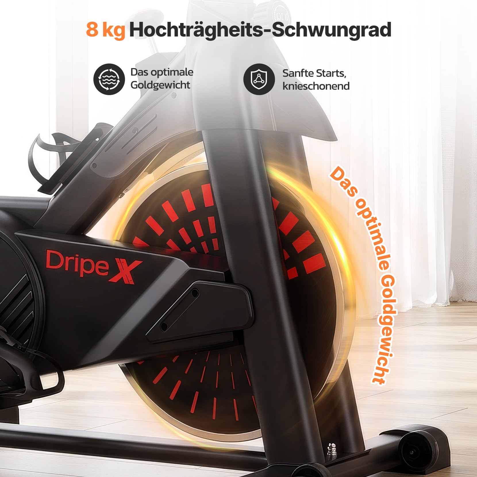 [2026Neue] Dripex Heimtrainer Fahrrad, Leiser Ergometer mit komfortabel Sattel großer tablet-halter LCD-Display, verstellbarer Widerstand, Indoor Spinning Bike bis 160 kg belastbar