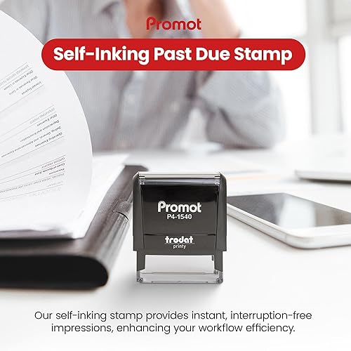 Miniatura 2 de Promot - Sello autoentintable Past Due de goma recargable - Selladores recargables para oficina - Negocio, contabilidad, teneduría de libros,