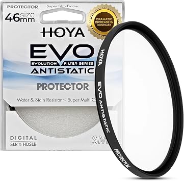 Hoya EVO Antistatic 46 mm Lens Protector Premium Optical Glass w/ 16-Layer SMC Lens Filter for 99.8% Light Transmission, 3mm Thick, Dust & Scratch-Resistant, Water Repellent for Clear Image Quality