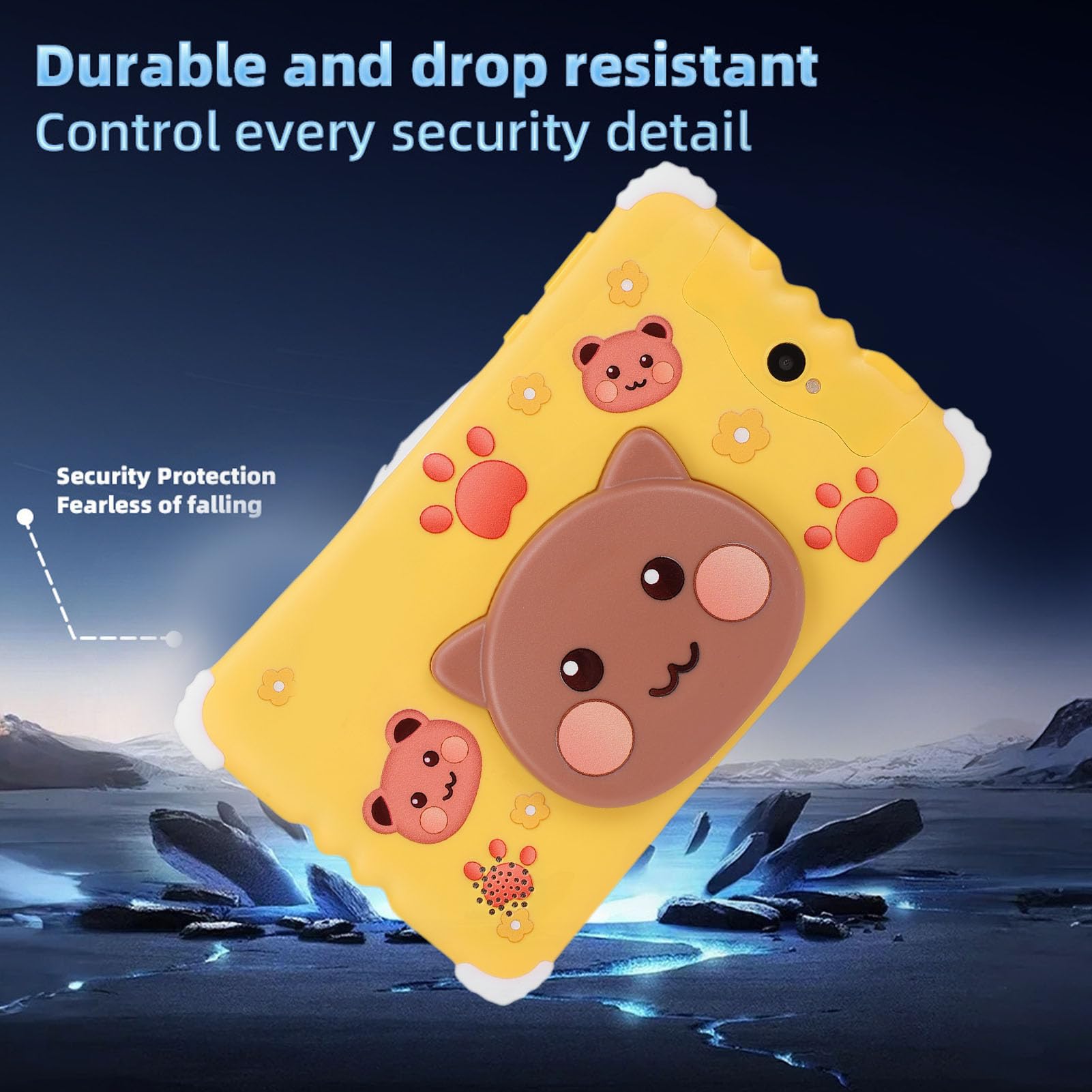 TARSHYRY Tablet per Bambini, Schermo HD 11 Pollici con Custodia Protettiva Robusta e Supporto, Memoria ROM Espandibile 128 GB per L'apprendimento dei Bambini, con Controllo Genitori e (YELLOW)