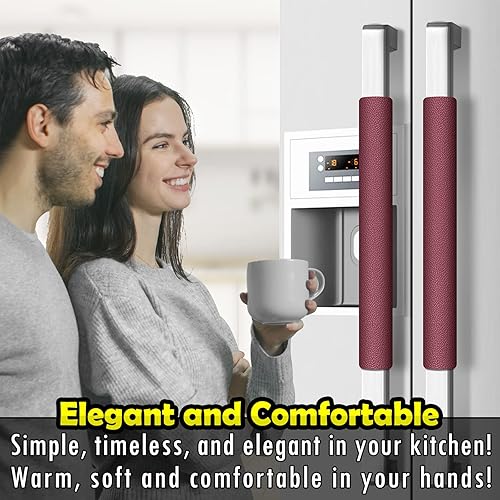 Miniatura 4 de Royleath Juego de 6 fundas de cuero para manijas de refrigerador, mantiene tu nevera, microondas, horno, estufa o lavavajillas limpio, mancha