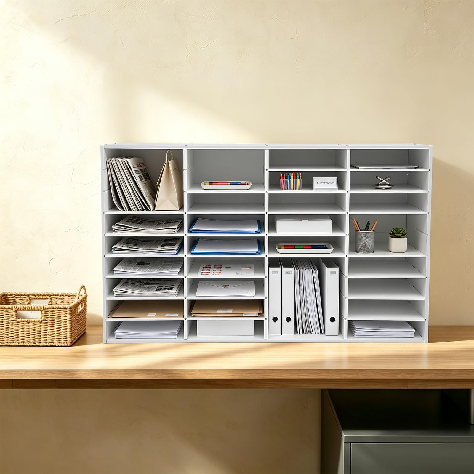 Dokumentenablage 36 Fächer, Großer Papierablage, Briefablage (Weiß)