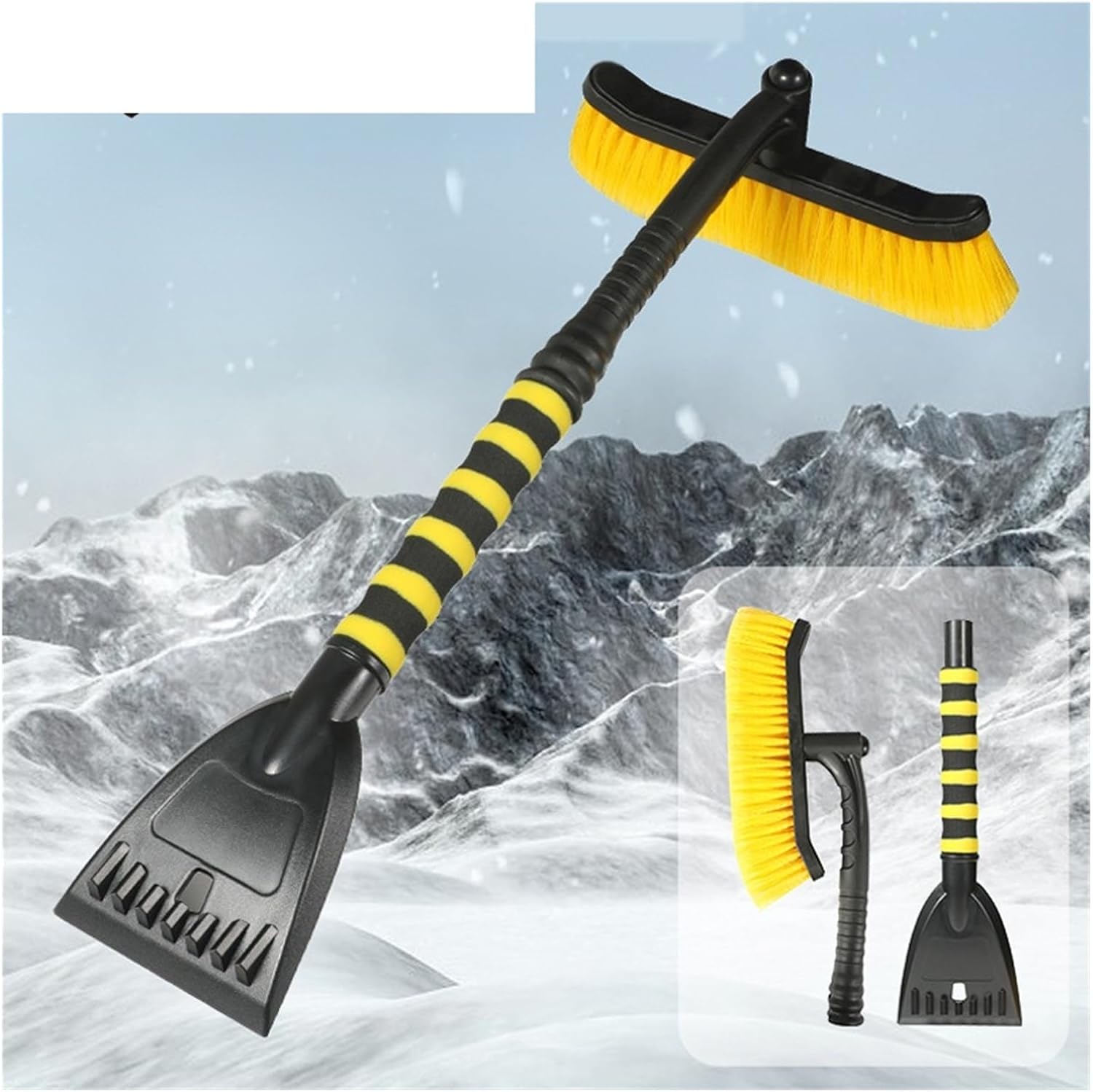 Car Snow Brush Windshield Scraper Cleaning Brushes Ice Removal Defrost Winter Shovel Remover Wash Tools Cleaner Window Squeegee(Red)