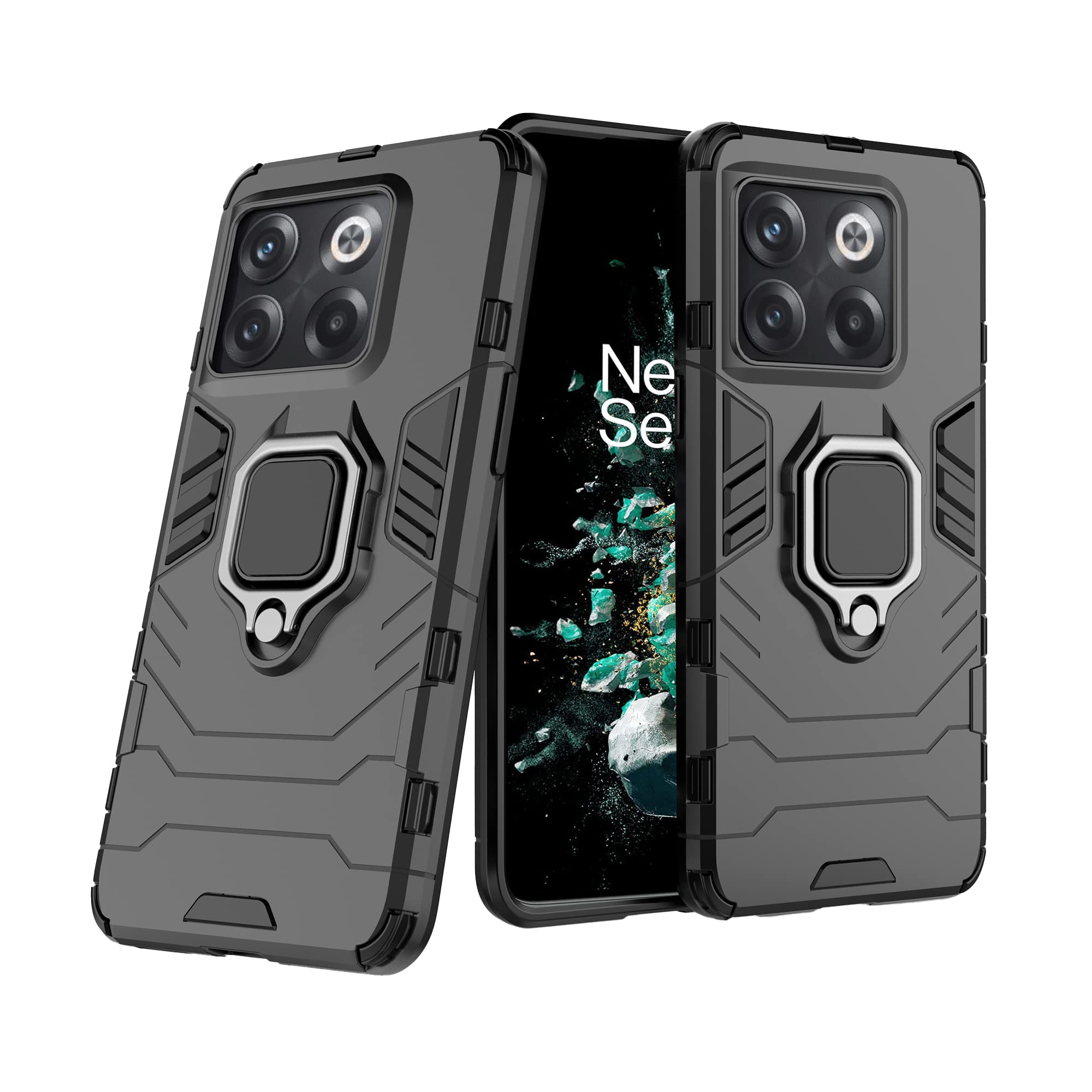 CEDO Rugged One Plus 10T (5G) Defender Case | Rotating Ring Holder & Kickstand in-Built | Military Grade Armor | Bumper Back Cover (Black) (B0B8DKDN46) Amazon Price History, Amazon Price Tracker