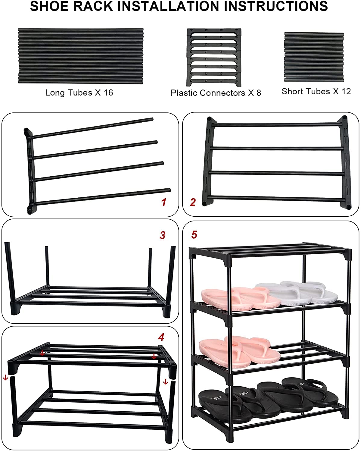 NRNQMTFZ Scarpiera,Grande scarpiera in Metallo,7 Livelli Portascarpe 18-24 Paia di Scarpe Scarpiera Armadio, Scaffale Portascarpe per Ingresso Soggiorno(7-Layer 80cm,Black