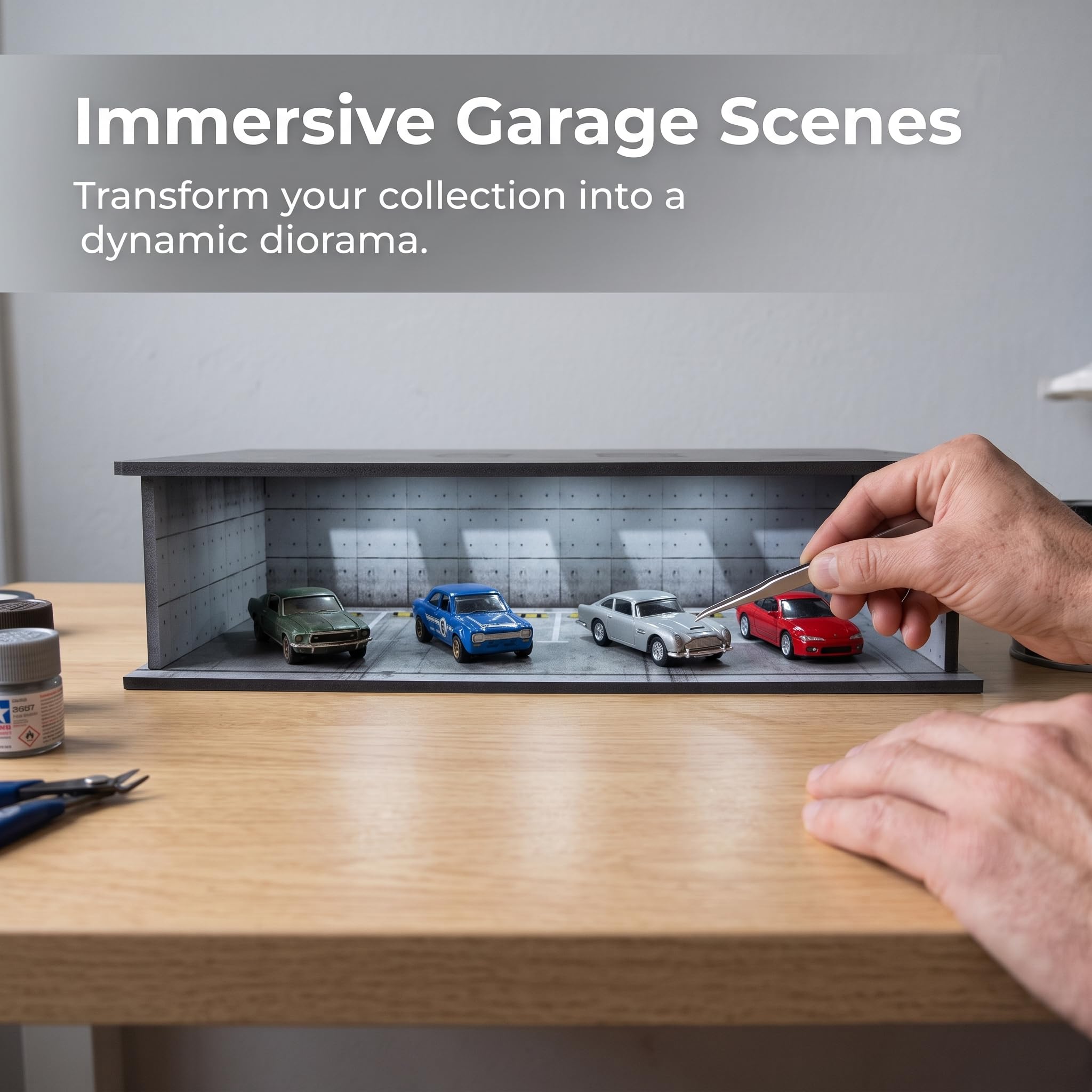 Miniatura Parcheggio Garage Display Diorama Scena Con Costruito In Illuminazione A LED Per Modelli Di Auto Diecast In 1 64 Scala PVC Materiali Adatto per, Parcheggio Sotterraneo Garage Scena