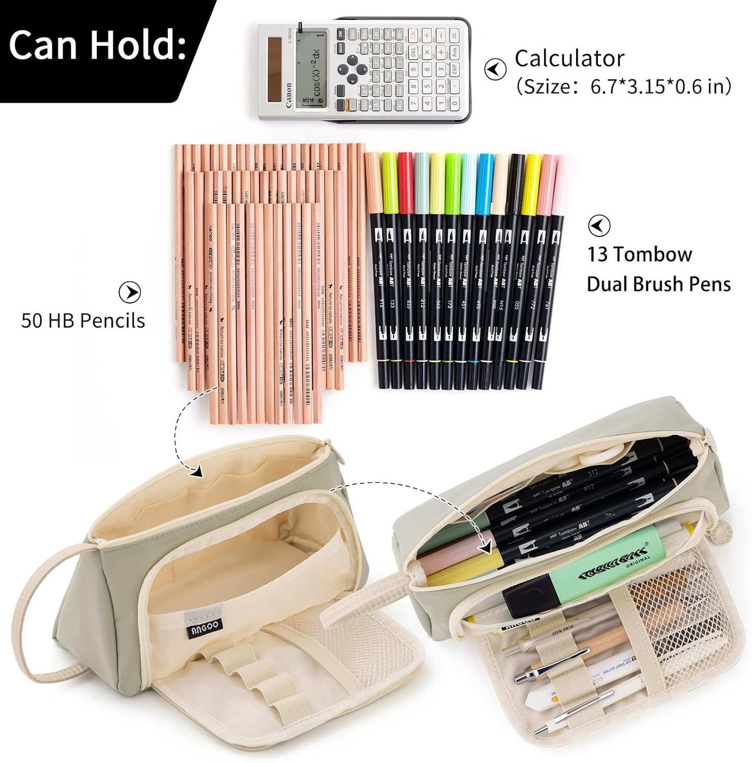 EASTHILL Big Capacity Pencil Case High Large Storage Pouch Marker Pen Case Simple Stationery Bag School Colle Office Organizer for Teens Girls-Light Green 2026 - view 3