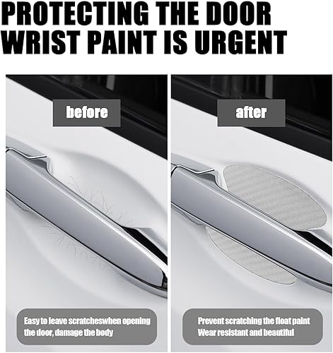 Miniatura 3 de Crynod 4 protectores para cuenco de puerta de automóvil, 3.38 x 2.67 pulgadas, mango de fibra de carbono interior antiarañazos, accesorio universal