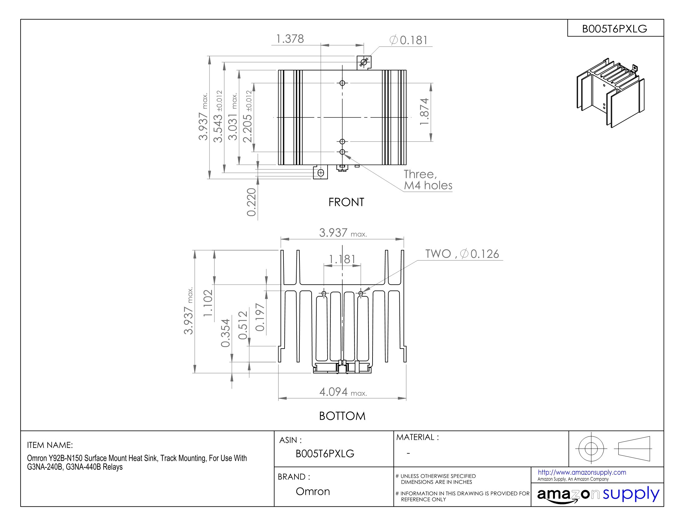 Omron reles industriales - Disipador calor ssr 40a 1,38c/w