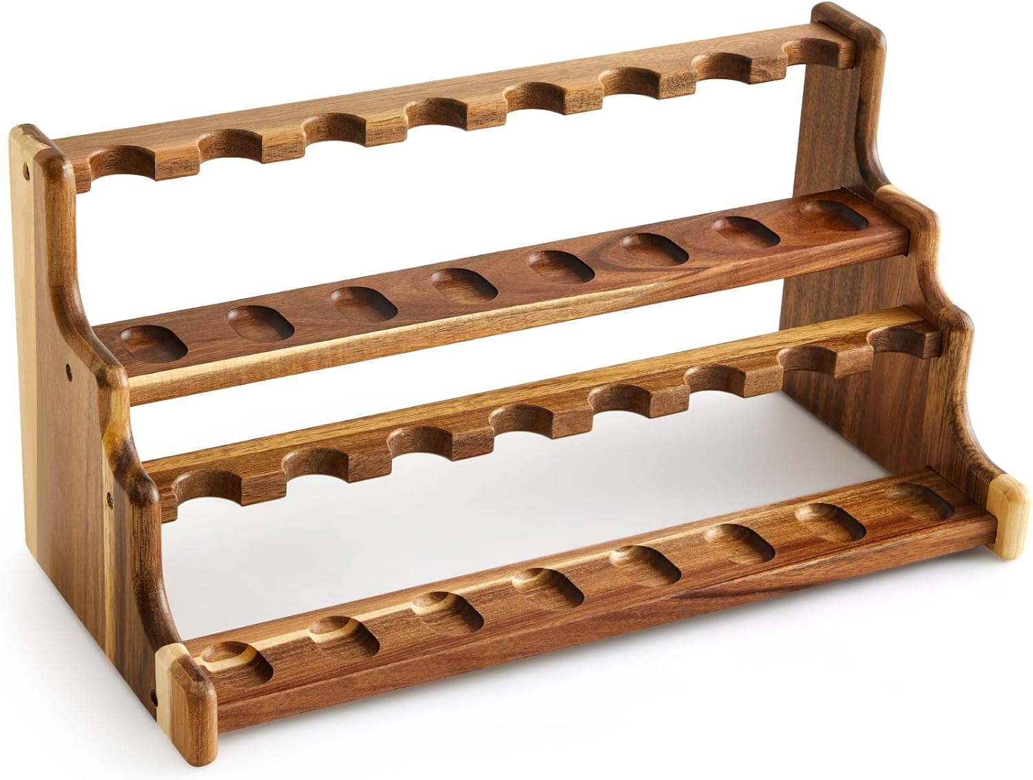 Acacia Pipe Stand Holder for 16 Smoking Pipes, Acacia Double-layer Smoking Pipe Stand Rack Display, Smoker Gifts Accessories for Enthusiasts Father Friends Christmas