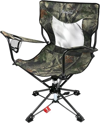 HUNTPAL Asiento de caza giratorio de 360 para exteriores, perfecto para caza, persianas de caza, asiento de tiro de pesca plegable con reposabrazos,