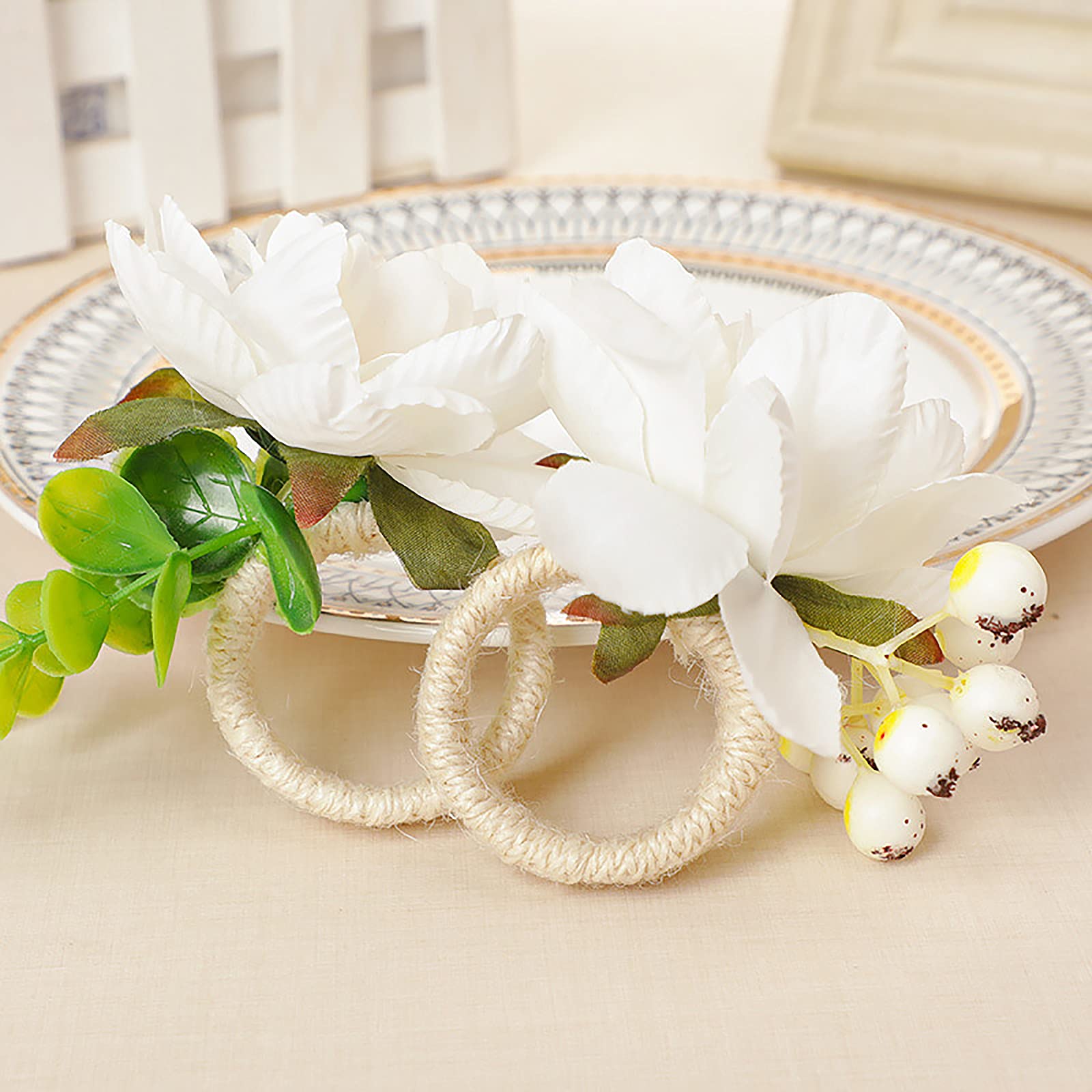 Pivoine 6 Ronds De Serviette Fleur Pivoine Rose - Décoration Table Mariage, Anniversaire, Fête Anneaux Serviette