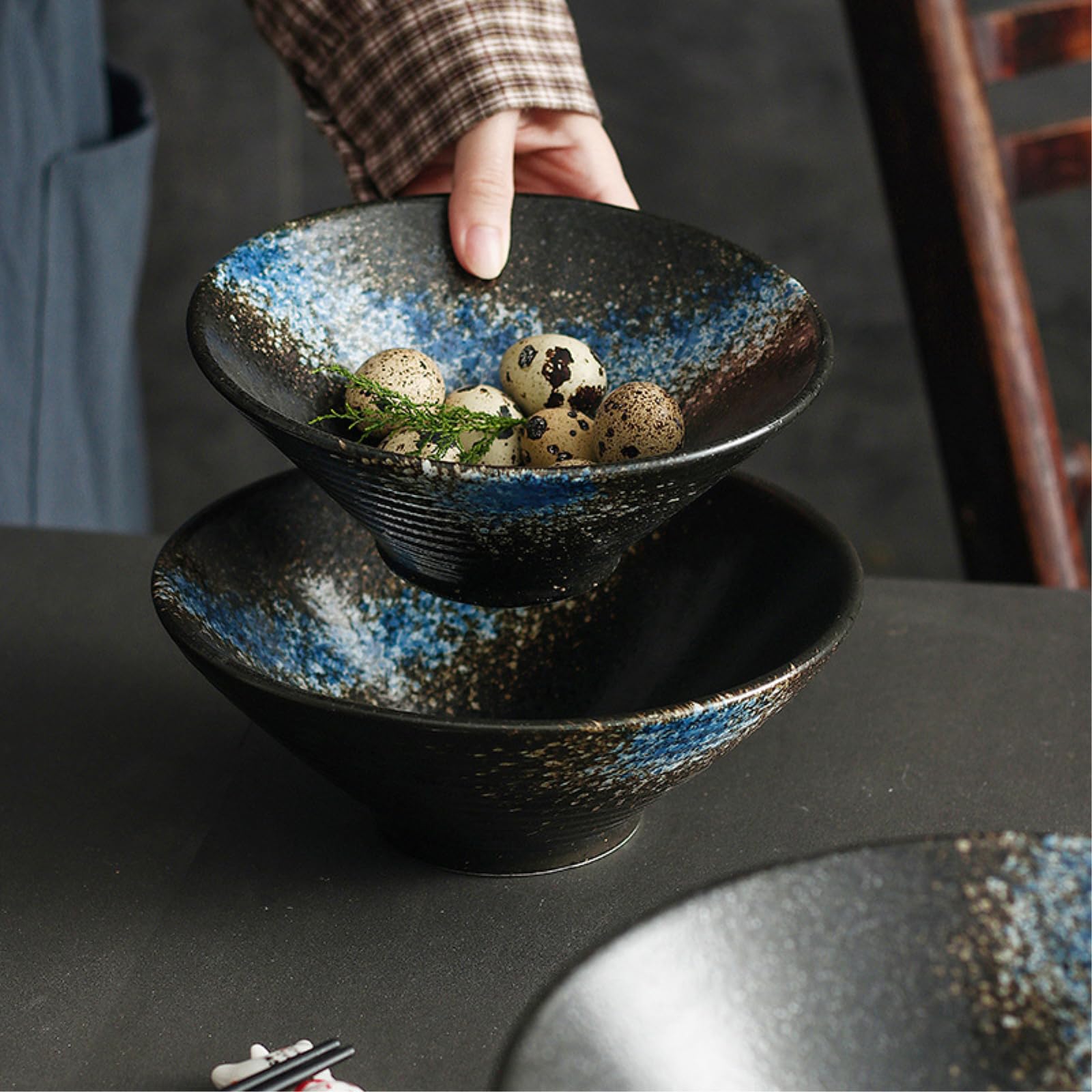 Cuenco de cerámica japonés = cuenco para sombrero de restaurante de 9 pulgadas (amarillo jade)