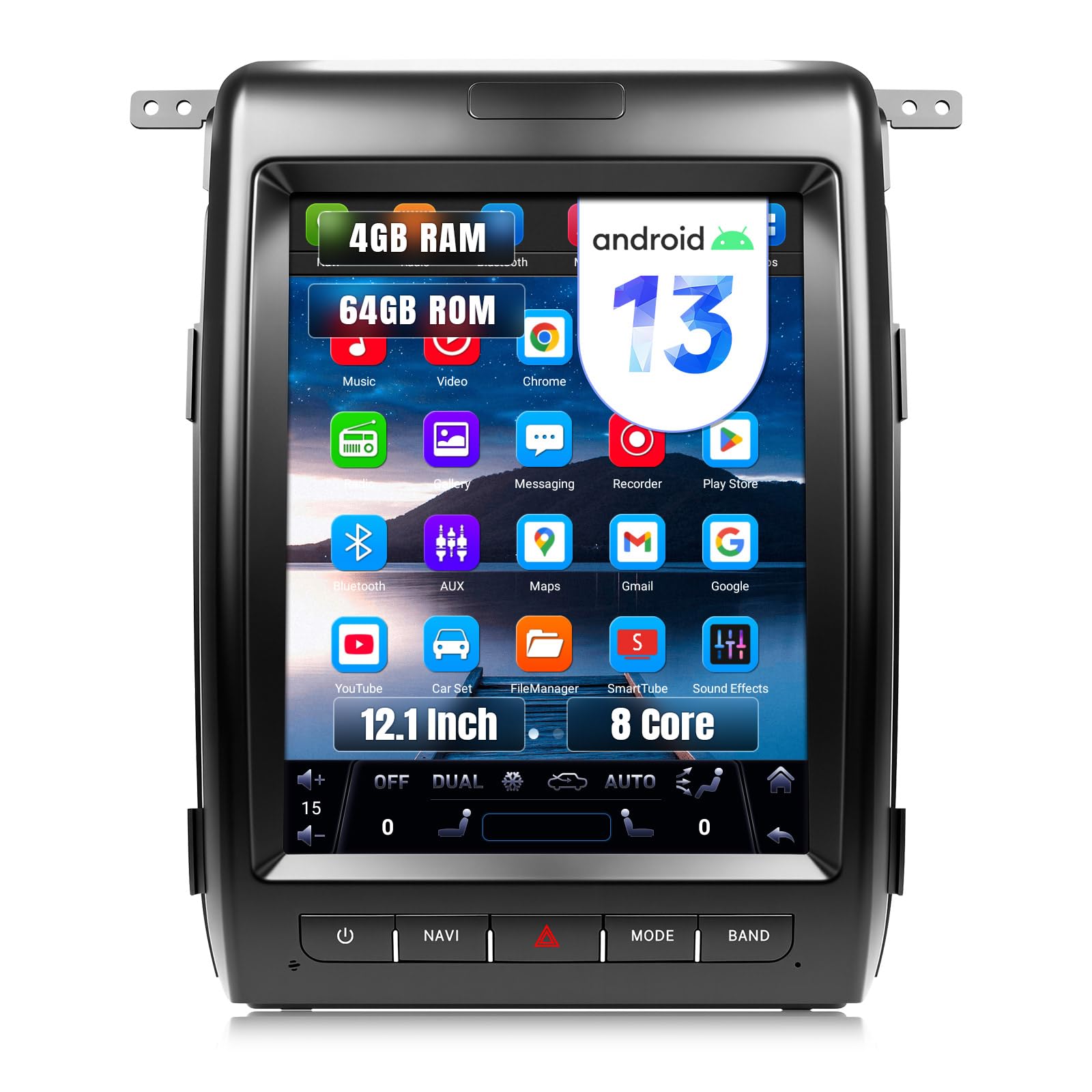 Photo 1 of Leadfan [8Core 4+64G] Car Radio for Ford F150 2013 2014 Stereo Wireless CarPlay/Android Auto, 12.1 inch Touch Screen for Ford F150 Head Unit/GPS/Bluetooth/FM/AHD Camera/Mic/Mirrolink