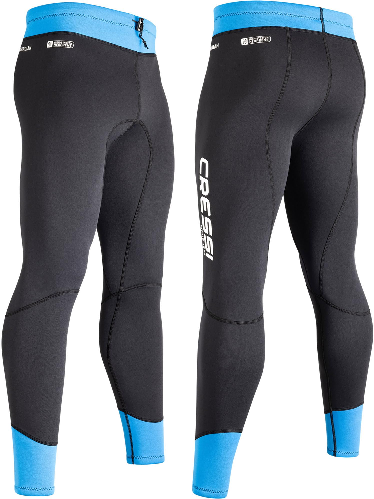 CRESSI Guardian Man Spodnie neoprenowe czarne/niebieskie 2 mm M/3-2 mm podwójne spodnie neoprenowe, idealne dla wszystkich entuzjastów sportów wodnych, czarne/niebieskie, M/3, męskie
