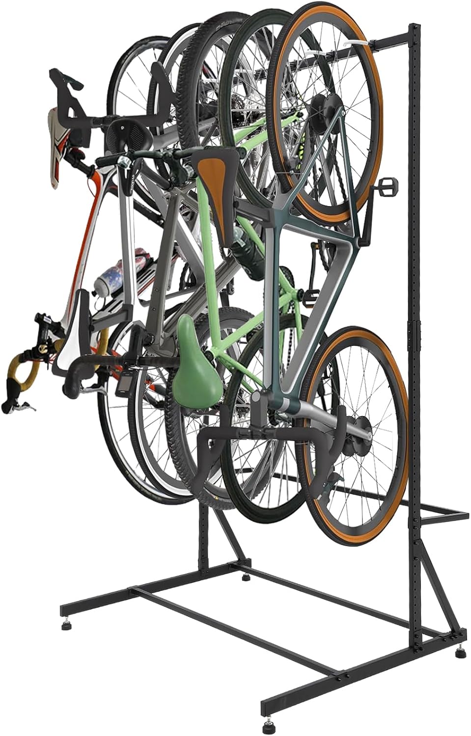 Freestanding Bike Stand for Garage, 5 Bike Storage Rack Vertical Bike Storage Stand Heavy Duty Bike Floor Stand, Adjustable Height, Up to 300Lbs, for Backyards, Basements, Storefronts, Workplaces