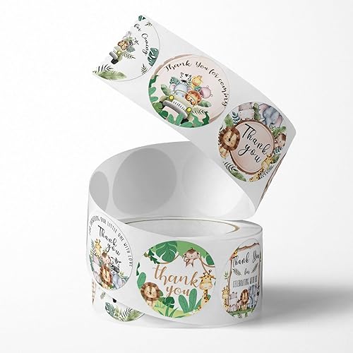 Miniatura 2 de Calcomanías de agradecimiento de safari en la selva, calcomanías de agradecimiento de animales salvajes para baby shower, fiesta de cumpleaños,