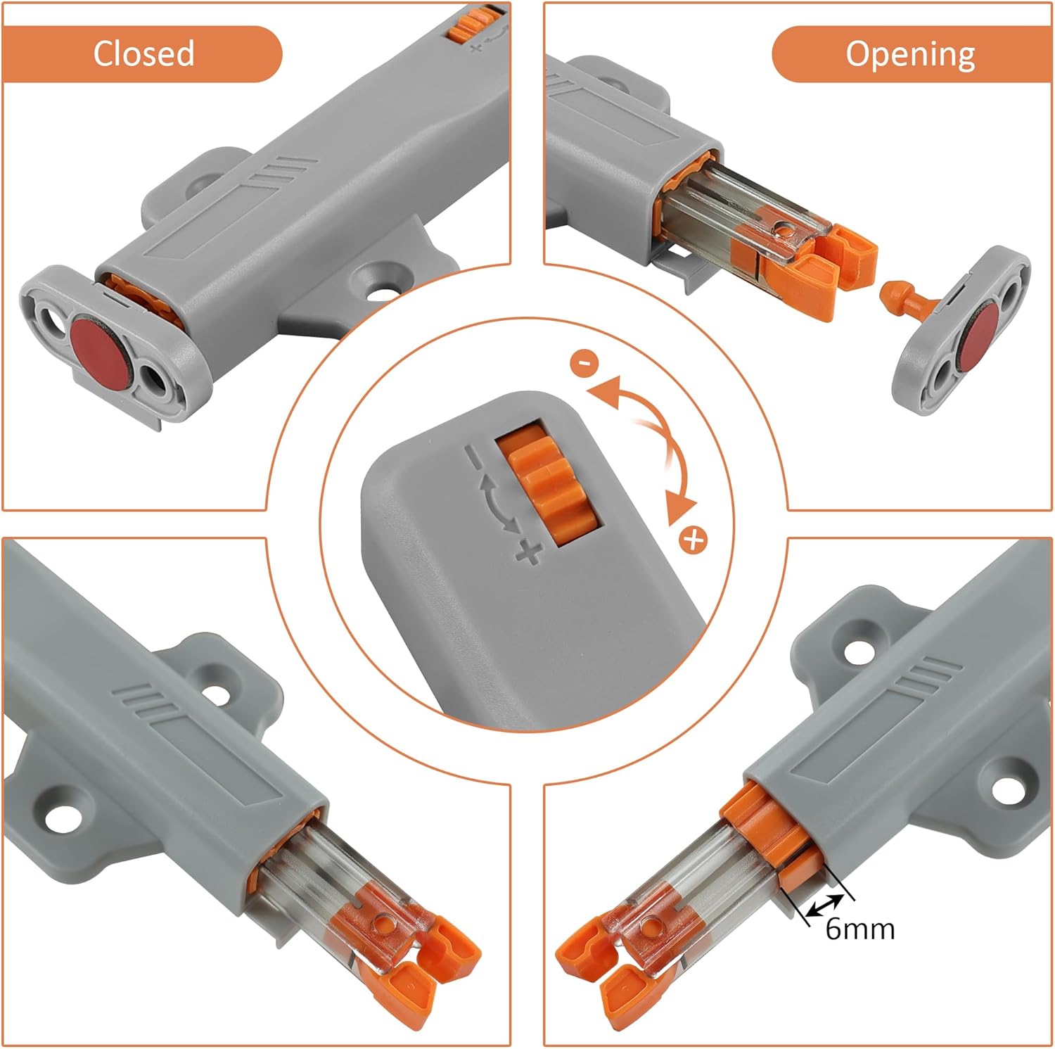 Push to Open Door Latch,2 Pack Non-Magnetic Heavy Duty Push Latches for Hidden Door Push Release Drawer Pull Touch Lock Tip On Closet Close Strong Pop Out,Push to Open Kitchen Cabinet