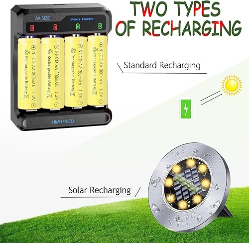 Miniatura 5 de Baterías recargables de 1.2 voltios AA 300mAh NI-CD para luces decorativas solares al aire libre, luces de velas, 8 paquetes