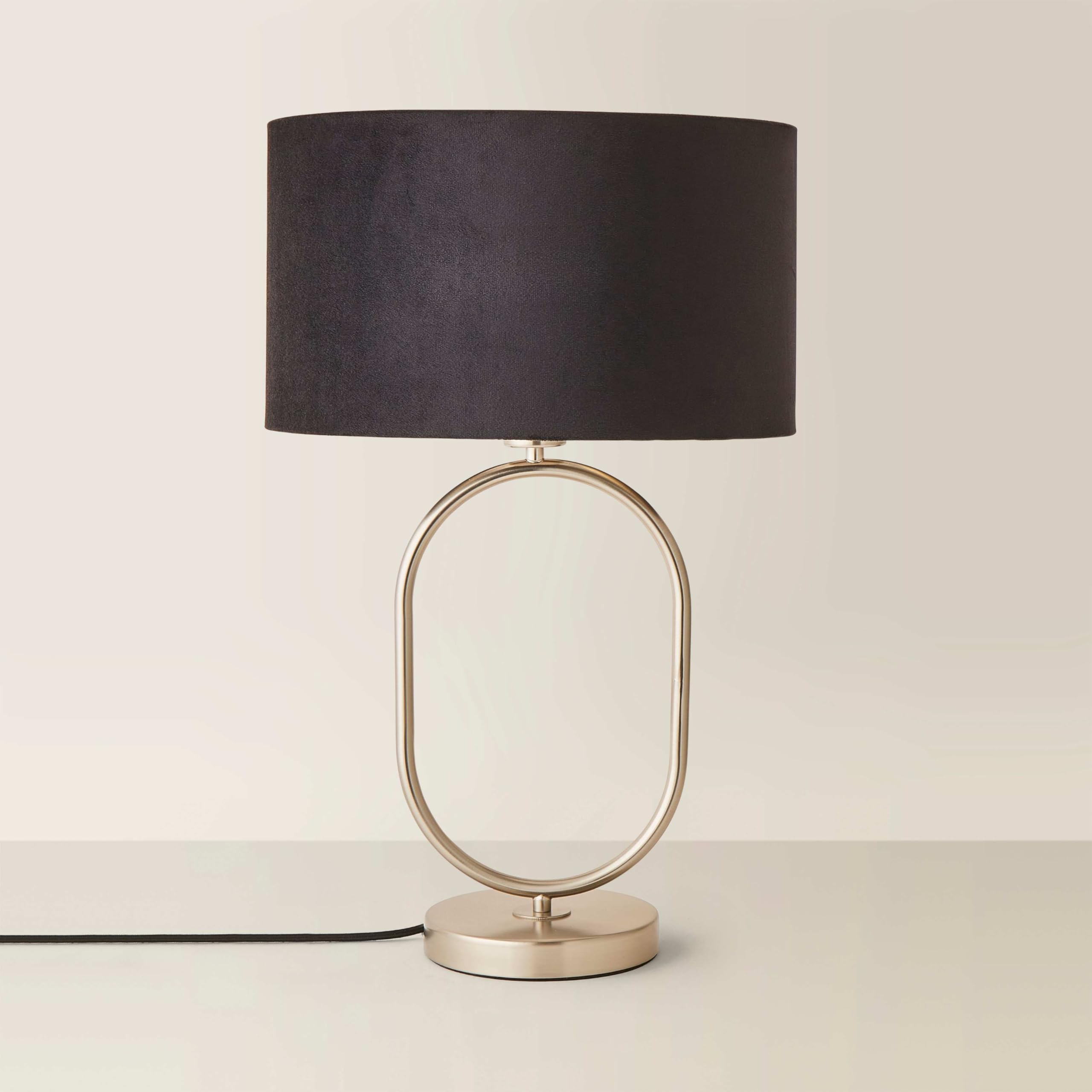 ValueLights | Antonia Black Velvet Drum Lamp Shade Brushed Chrome Oval Table Lamp | Table Lamps, Home Décor & Improvement Essential