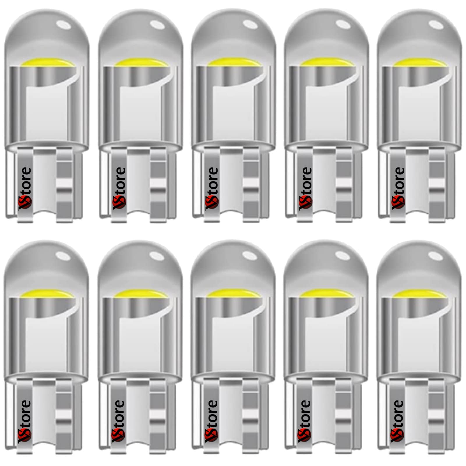 VS Lampadina trasparente T10 W5W 501 LED 194168 Lampadine, 10 pezzi Bianco freddo 6000K 12V per luci di posizione auto, luce interna, cruscotto, targa, lampadine bagagliaio
