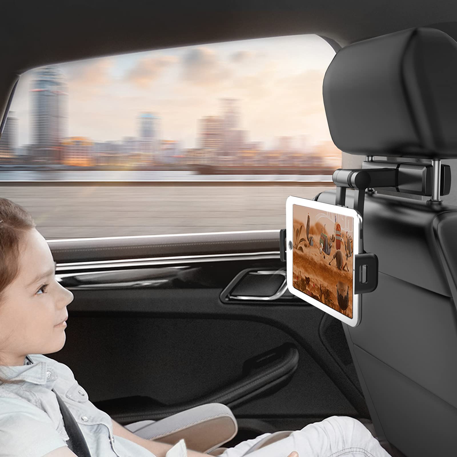 Supporto per Tablet per Auto, Supporto Regolabile a 360°, Supporto per Tablet per seggiolino Auto, Compatibile con Tablet da 4,7-12,3", telefoni cellulari e Altri dispositivi