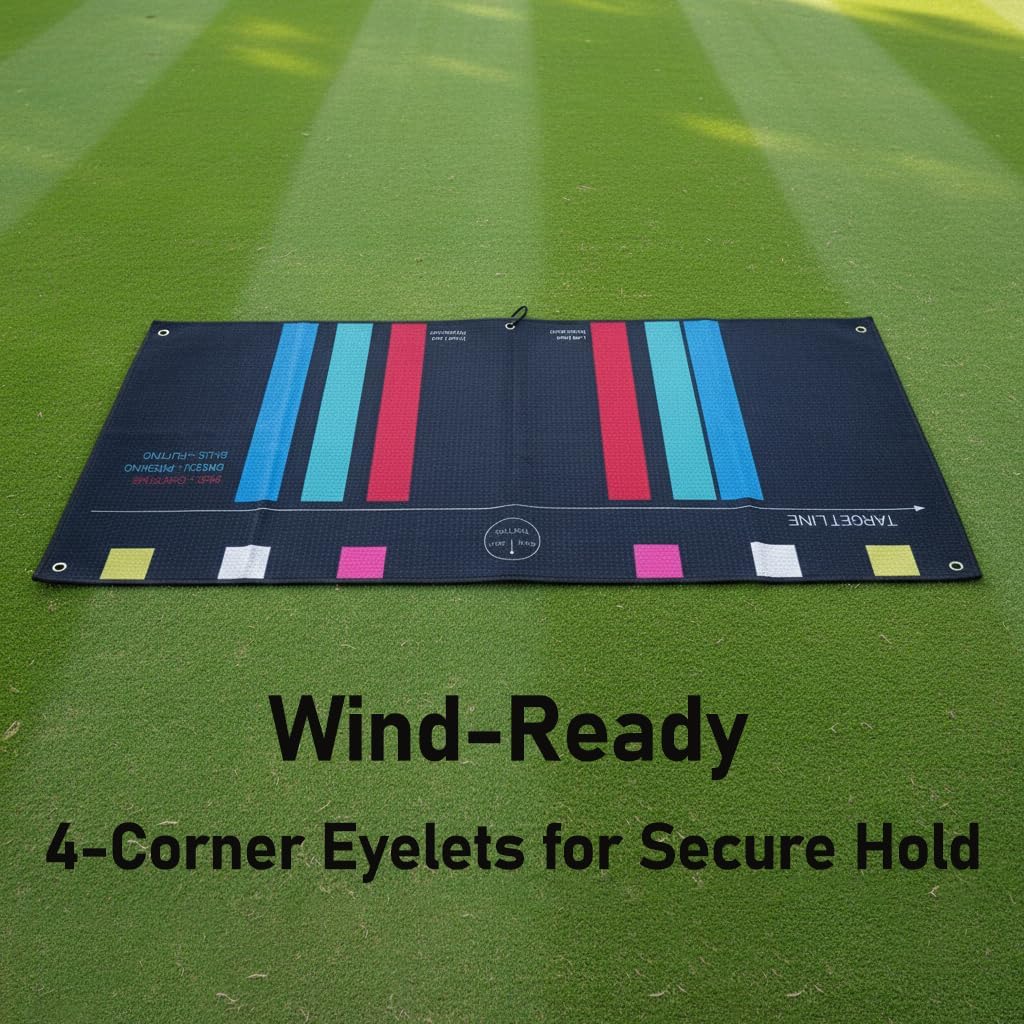 Golf Towel Training Aid for Beginner Golfers, Portable Golf Swing Plane Trainer Stance Alignment Towel for Ball Position, Putting, Chipping, Range Practice Build Consistency in Setup