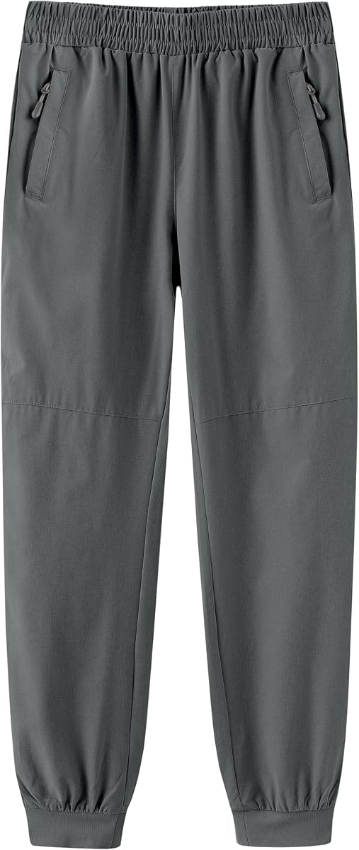 HIBETY Boys Hiking Cargo Pants Lightweight Quick Dry Athletic Jogger Water Resistant UPF 50+ Stretchy Zip Pockets