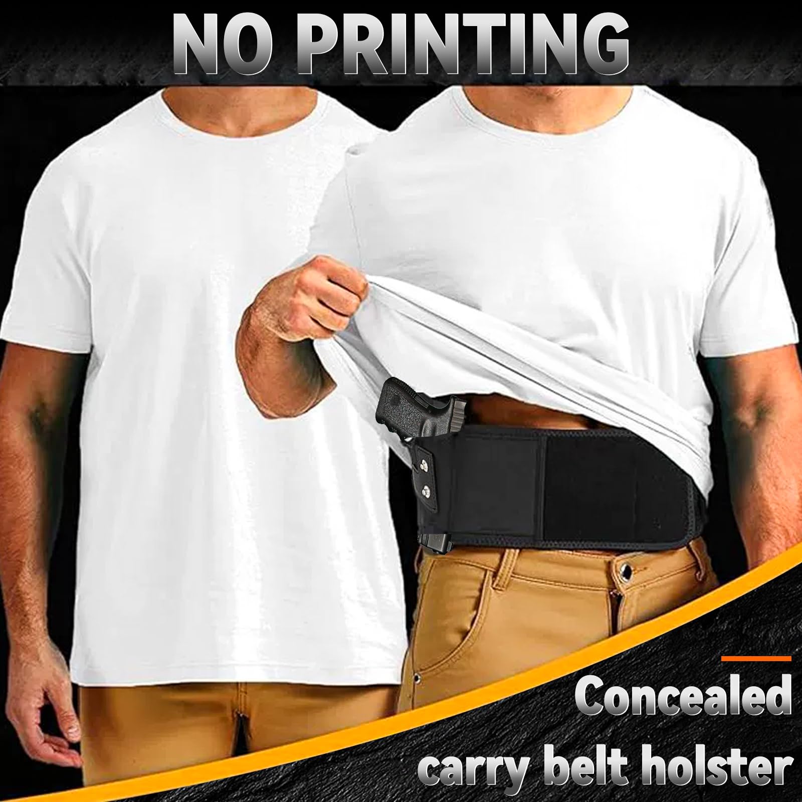 ZONSUSE Fondina per Pistola Fascia Addominale, Fondina Tattica Nascosta in Vita, Fondina Ventrale Regolabile Multifunzione, per Glock 19, 17, Ruger LCP, S&W M&P Shield Maggior Ppistole