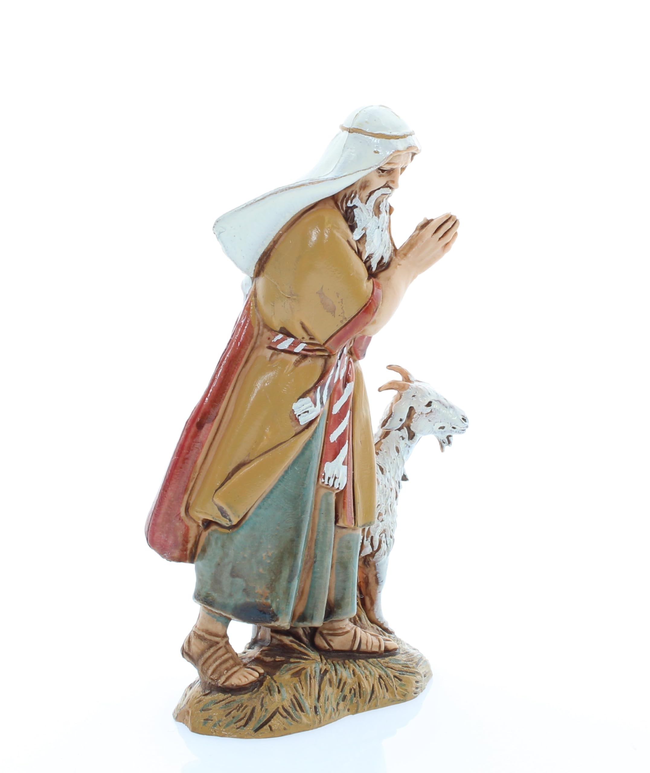 Moranduzzo Vieux Berger avec Chèvre pour Crèche de 10 cm, Hauteur Max. 9,1 cm – Standard 10 – Figurine Incassable, Peinte à la Main, Produit Officiel, Made in Italy, Sculpteur M. Landi