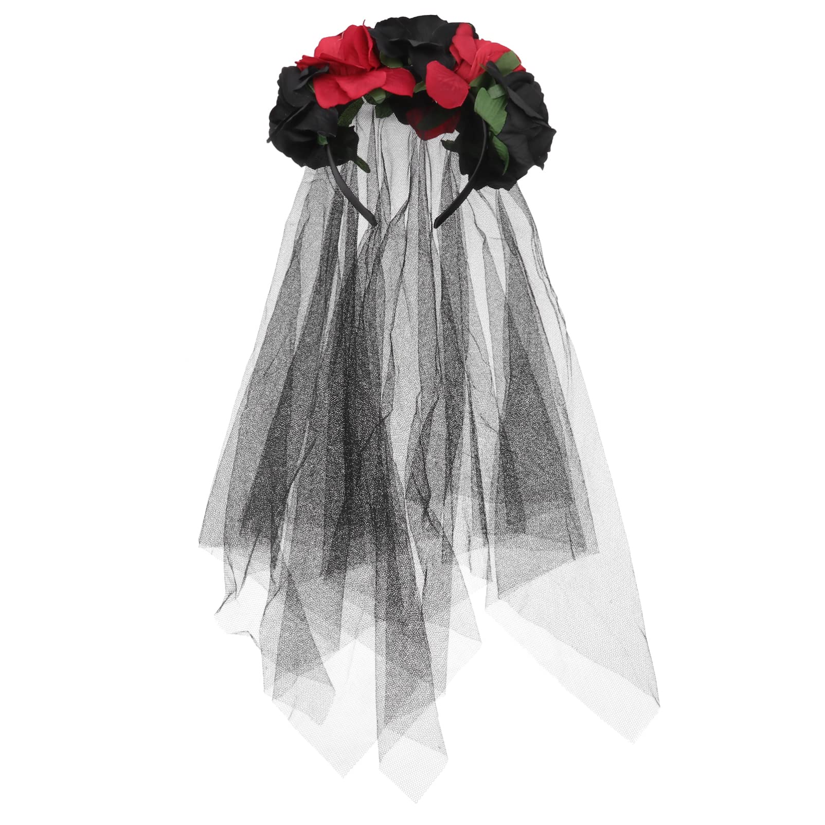 SHERCHPRY Tocado Del Día De Los Muertos Diadema De Velo Velo De Halloween Diadema De Velo Gótico Diadema De Flores Con Velo Diadema De Flores De Calavera Flor Rosa Cosplay Novia