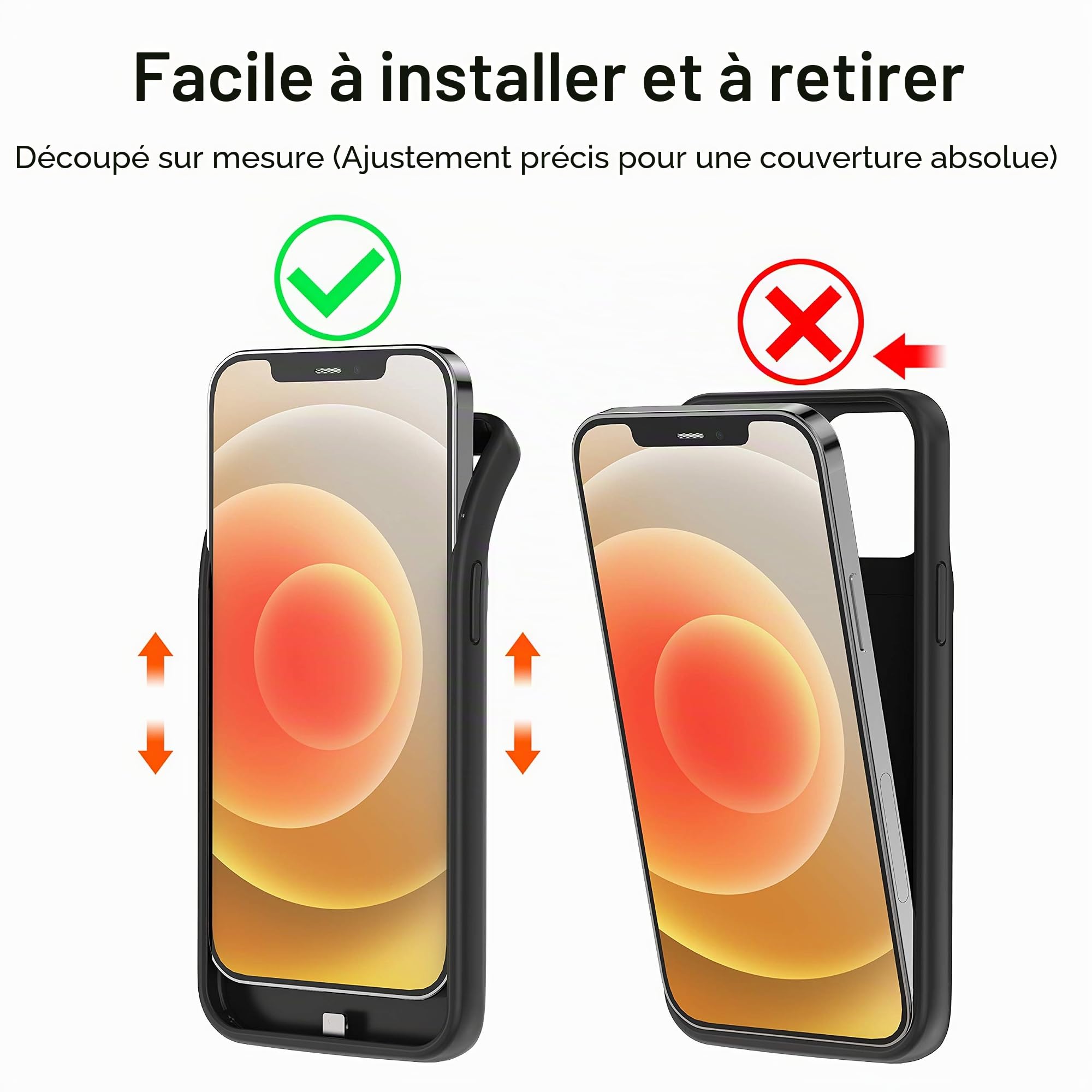 Coque de batterie pour iPhone 13 Mini, 6800 mAh ultra fine, portable, coque de protection intelligente, compatible avec iPhone 13 Mini/12mini (5,4") Chargeur de batterie étendue rechargeable