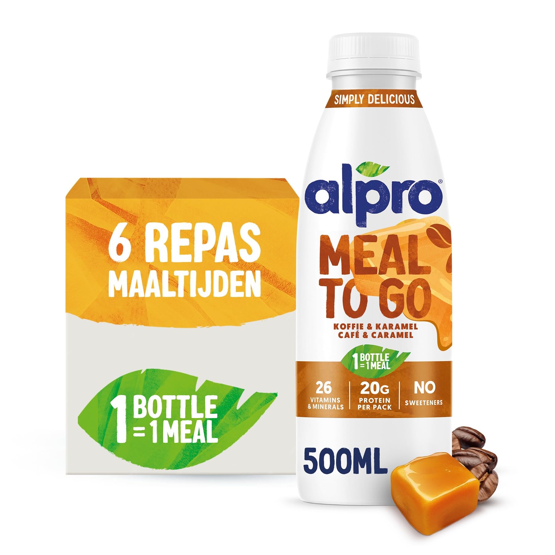 Alpro Boisson Substitut de Repas Café Caramel 500ml – 6 x 500g - Repas Complet à Boire
