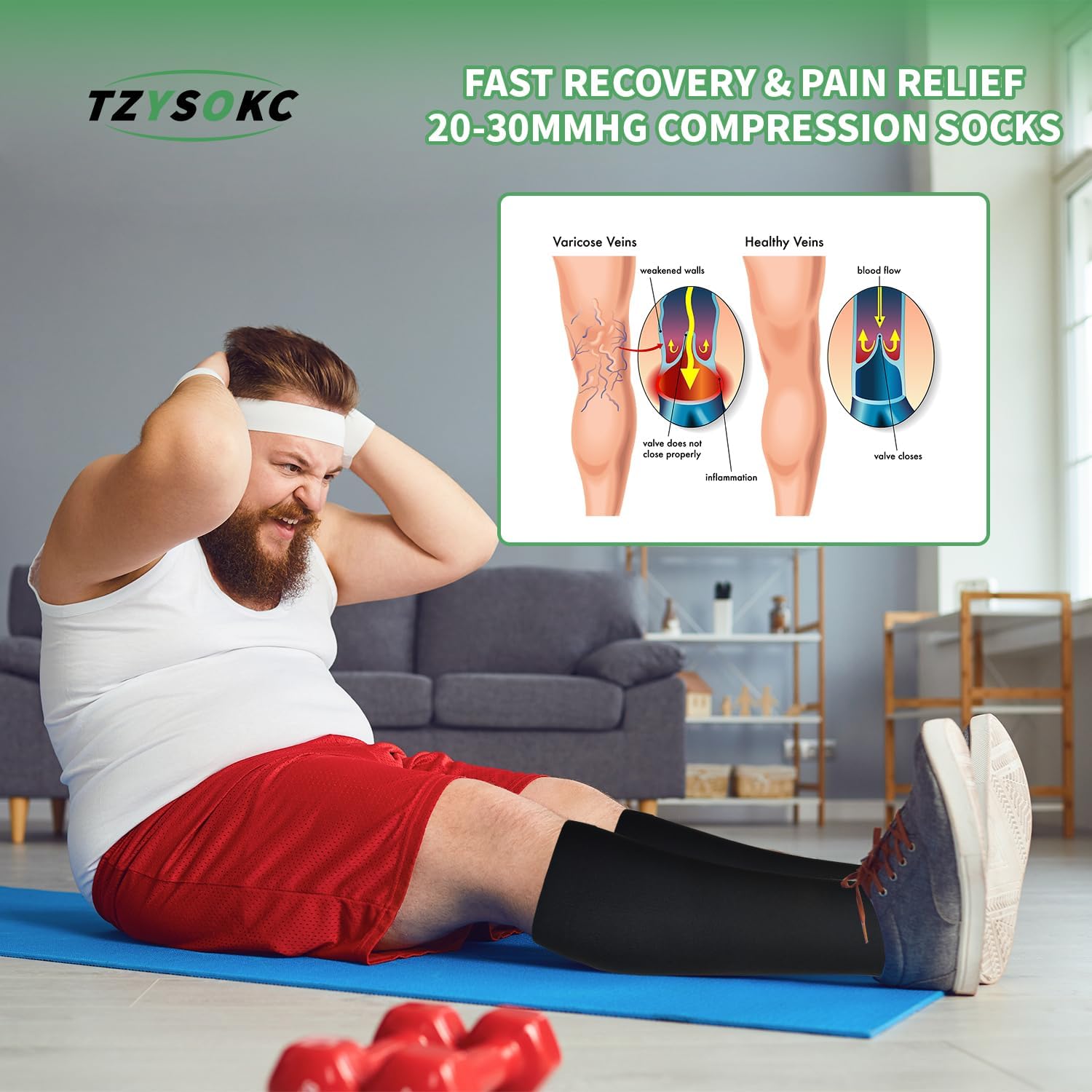 4 Pairs Plus Size Compression Socks for Women and Men 20-30 mmHg Wide Calf Extra Large for Circulation Support