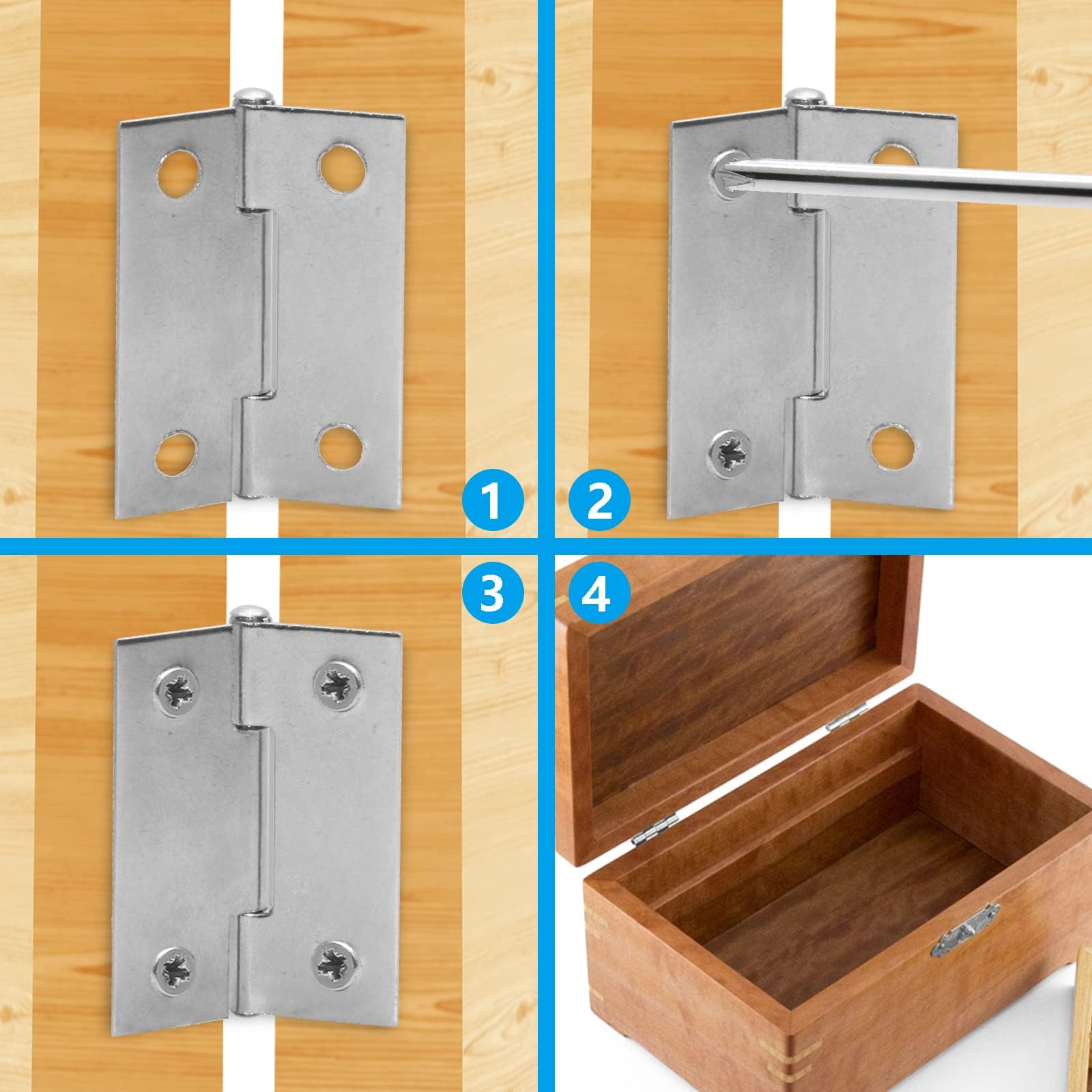 Mini Butt Hinges - 12 Pack Stainless Steel -5