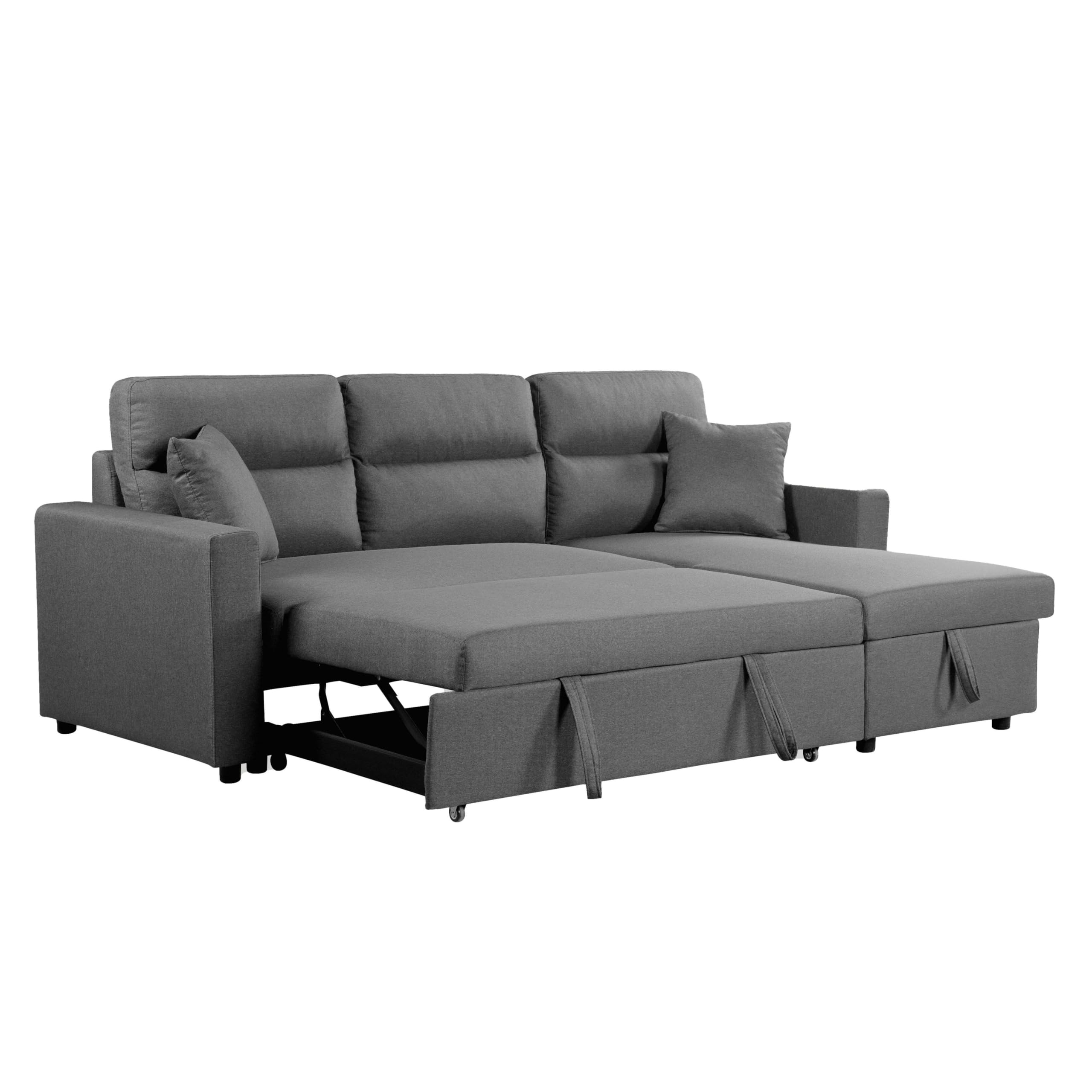 Miroytengo Sofá Cama Chaise Longue Juliet Salón, Sofá con Arcón y 2 Cojines Gris 224x89x145