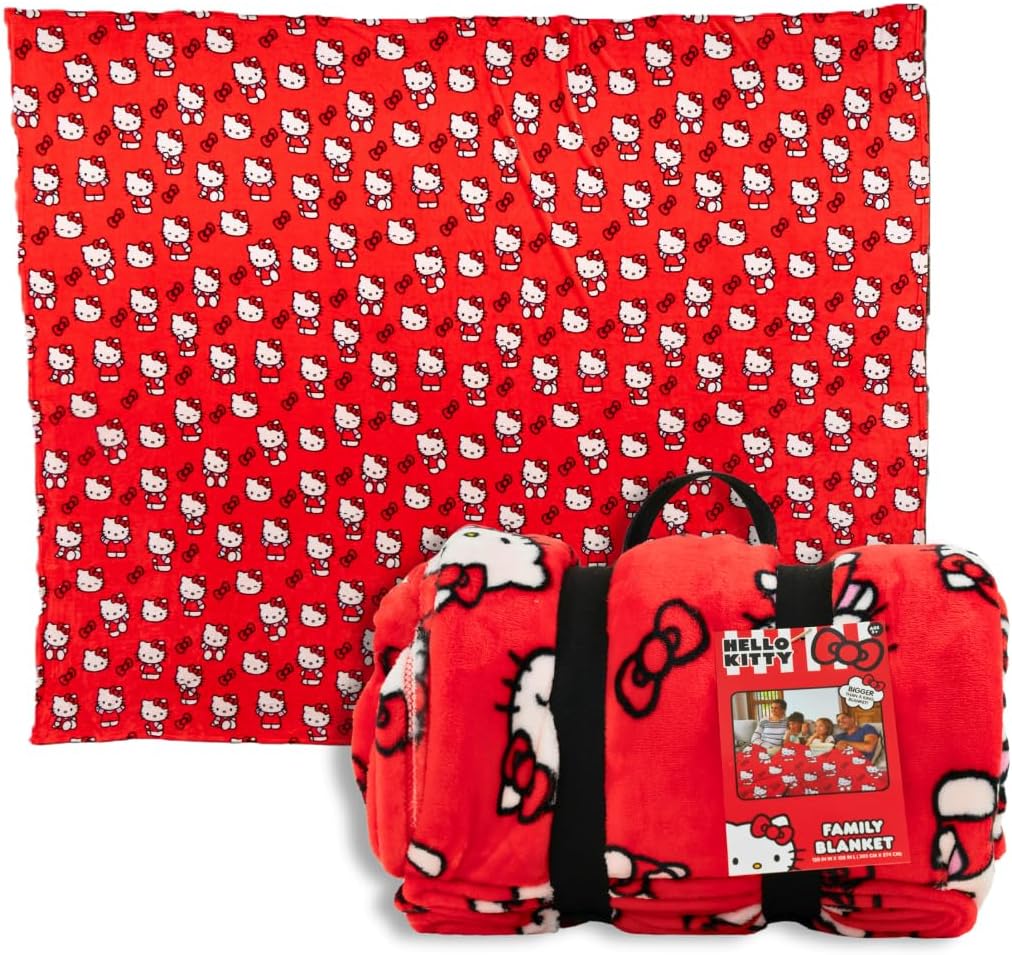 Hello Kitty Bedding Super Cozy Oversized Family Size Blanket, 120 in x 108 in, (Officially Licensed Product) by Franco Collectibles Hello Kitty 120 in x 108 in
