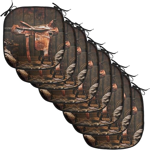 Vista 198 de Lunarable Orient - Juego de 6 cojines de asiento para silla, diseño de estrellas marroquíes, espirales y curvas abstractas, ilustración oriental